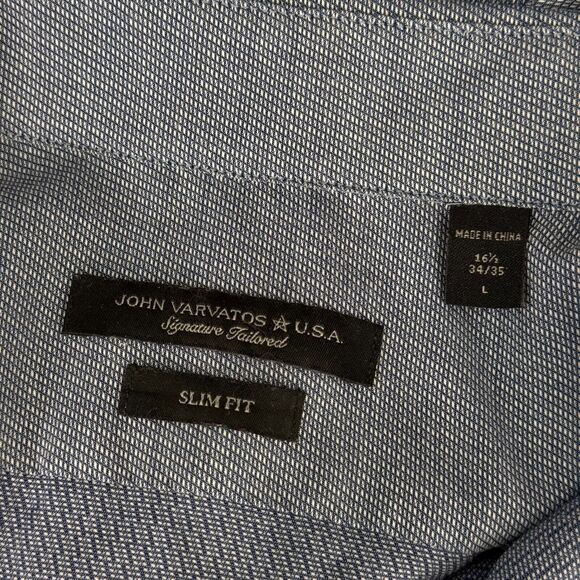 John Varvatos Shirt Men Large Button Up Slim Fit Classic Preppy Long Sleeve Blue - Picture 6 of 9